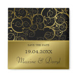 Ornamental Golden Spiral Vine Save The Date Magnet