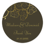 Ornamental Golden Spiral Vine Thank You Sticker