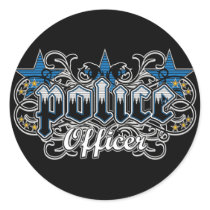 Ornamental Police Officer Round Stickers