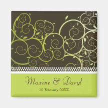 Ornamental Spiral Vine Save The Date Gift Magnet