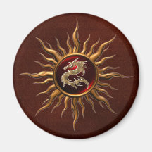 Ornamental Sun Dragon Fridge Magnets