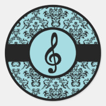 Ornate Blue Treble Clef Sticker