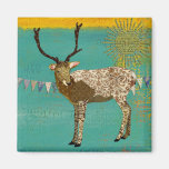 Ornate Bronze Buck Sunshine Teal Magnet