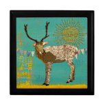 Ornate Bronze Buck Teal Gift Box