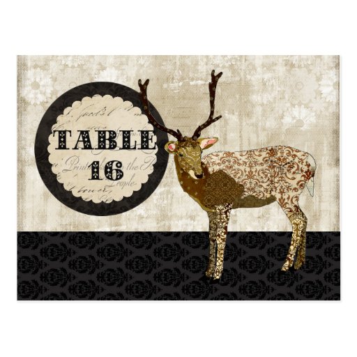 Ornate Buck Black & White Table Card Postcard