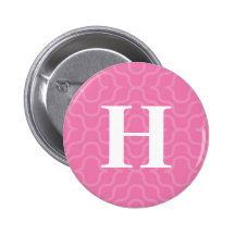 Ornate Contemporary Monogram - Letter H Pinback Button