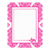 Ornate Damask Pink and White Customized Letterhead