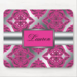 Ornate Damask Pink, Black, Silver