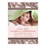 Ornate Floral Baby Birth Announcement (pink)