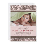 Ornate Floral Baby Birth Announcement (pink) invitations