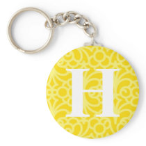 Ornate Floral Monogram - Letter H Keychain