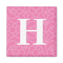 Ornate Floral Monogram - Letter H Fridge Magnets