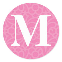 Ornate Floral Monogram - Letter M Round Sticker