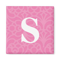 Ornate Floral Monogram - Letter S Refrigerator Magnet