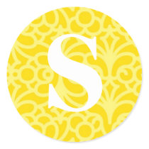 Ornate Floral Monogram - Letter S Round Stickers