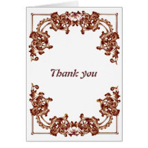Ornate floral  swirl thank you note greeting card