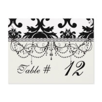 ornate formal black white damask design postcard
