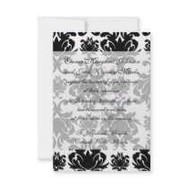 ornate formal black white damask custom invites