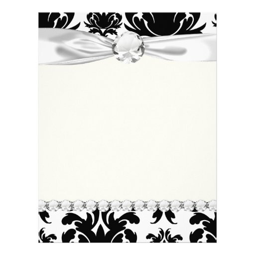 ornate formal black white damask letterhead template