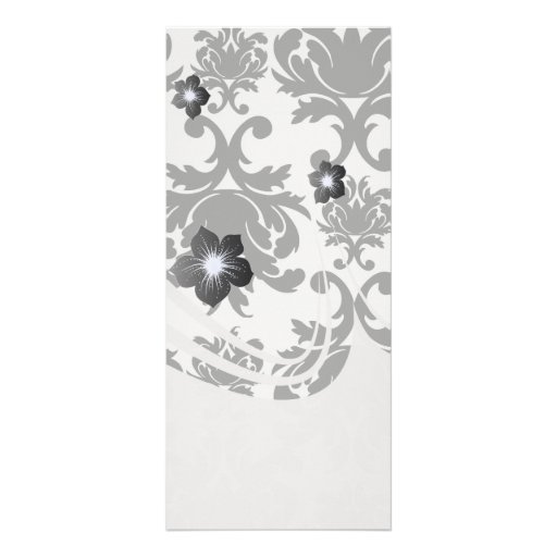 ornate formal black white damask customized rack card