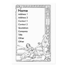 Ornate Frame with Woman, Child and Man Business Card Template