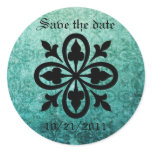 Ornate Green Damask Gothic Stickers/Envelope Seals