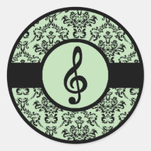 Ornate Green Treble Clef Stickers