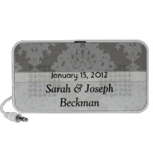 ornate grey diamond damask wedding keepsake mini speaker