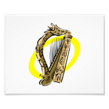 Ornate harp graphic yellow ring.png photo print