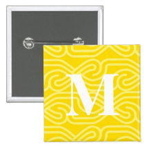 Ornate Knotwork Monogram - Letter M Pinback Buttons