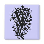 Ornate Letter "V" Refrigerator Magnet