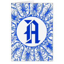 Ornate Monogram Letter A Custom Notecard