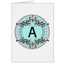 Ornate Monogram Letter A Custom Notecard