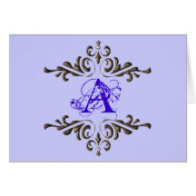 Ornate Monogram Letter A Custom Notecard