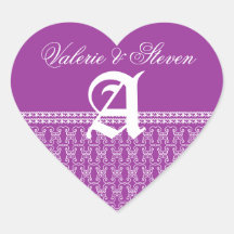 Ornate Monogram Letter A Purple Sticker