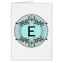 Ornate Monogram Letter E Custom Notecard