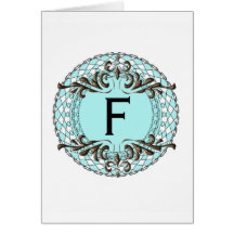 Ornate Monogram Letter F Custom Notecard