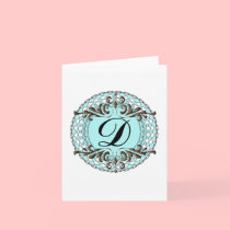 Ornate nogram Letter D Custom Notecard cards