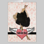 Ornate Ostrich Pink Damask Mother's Day Card cards