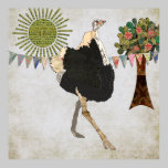 Ornate Ostrich Sunshine White Vintage Poster posters