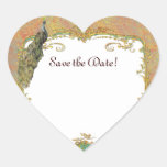 Ornate Peacock n Paisley Art Design Heart Stickers
