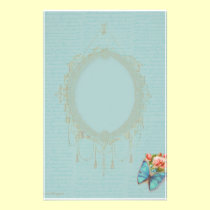 Ornate Pink Roses Butterfly Card Stationery stationery