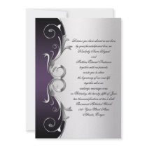 Ornate Purple Black Silver Wedding Celebration Personalized Invite