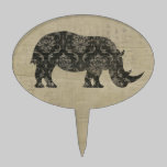 Ornate Rhinoceroses Silhouette Cake Topper cake picks