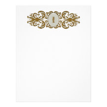Ornate Scroll Monogram Letter I Customized Letterhead
