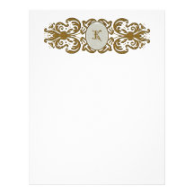 Ornate Scroll Monogram Letter K Customized Letterhead