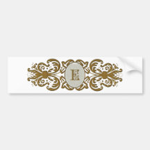 Ornate Scrolled Monogram Letter Bumper Stickers