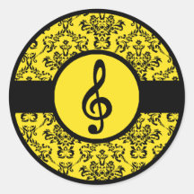 Ornate Yellow Treble Clef Sticker