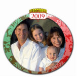Ornement 2009 de Noël de photo de famille de damas Découpages En Acrylique