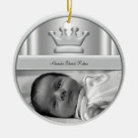 Ornement argenté de photo de bébé de prince Crown